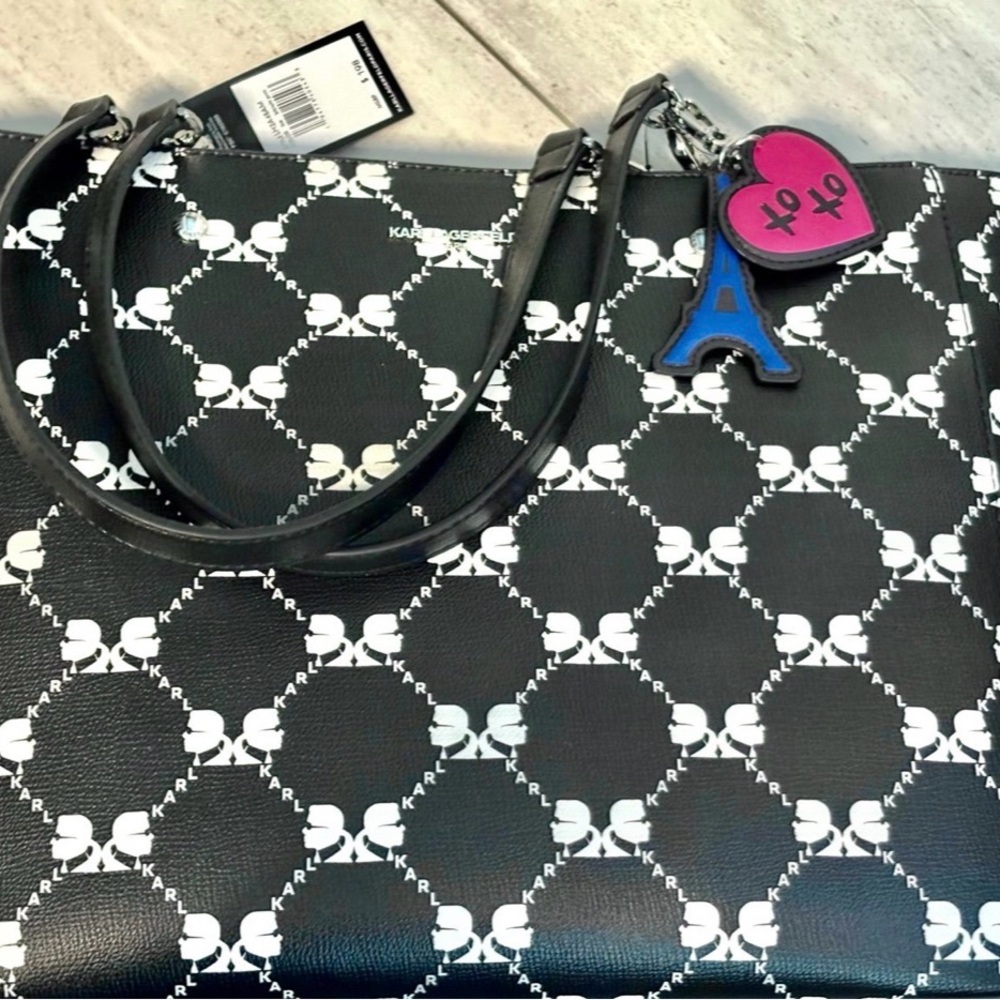 Karl Lagerfeld Black and White Patterned Tote